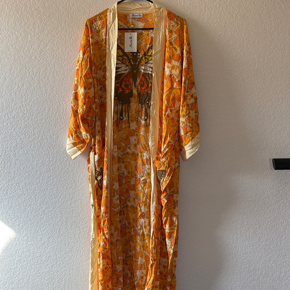 Vibrant Orange Floral Women's Robe